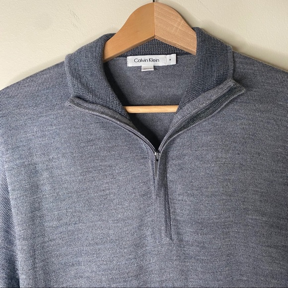 CALVIN KLEIN Gray Quarter Zip Sweater - Picture 2 of 8